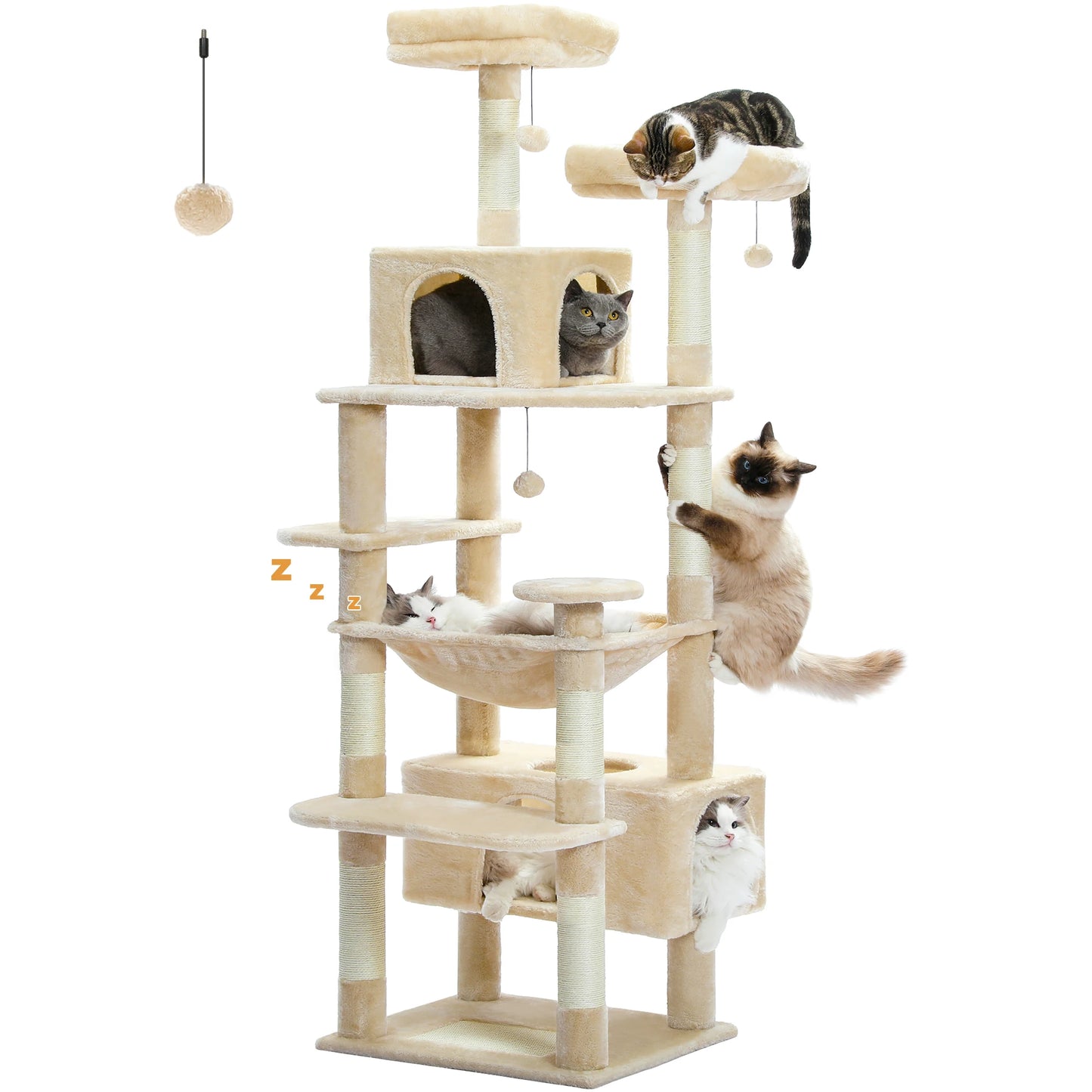 PEQULTI Multi Level Cat Tree Tower With Scratching Posts