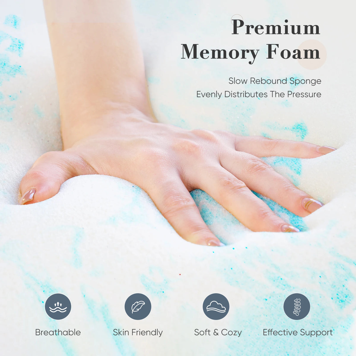 JHK Gel Cooling Memory Foam Mattress Topper Breathable