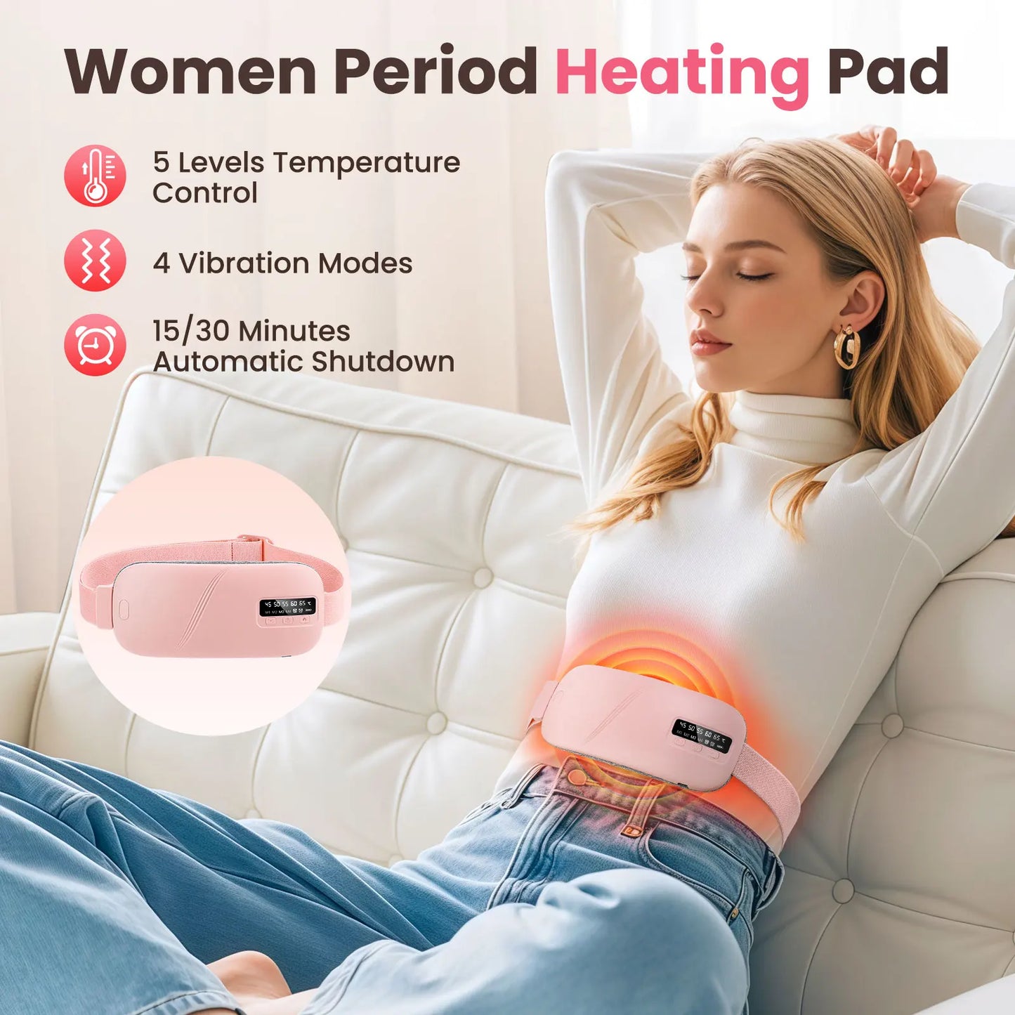 AFDEAL Electric Heating Pad For Menstrual Cramp Relief Belt