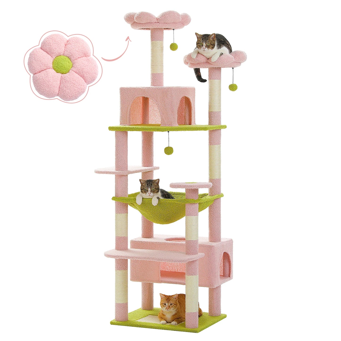 PEQULTI Multi Level Cat Tree Tower With Scratching Posts