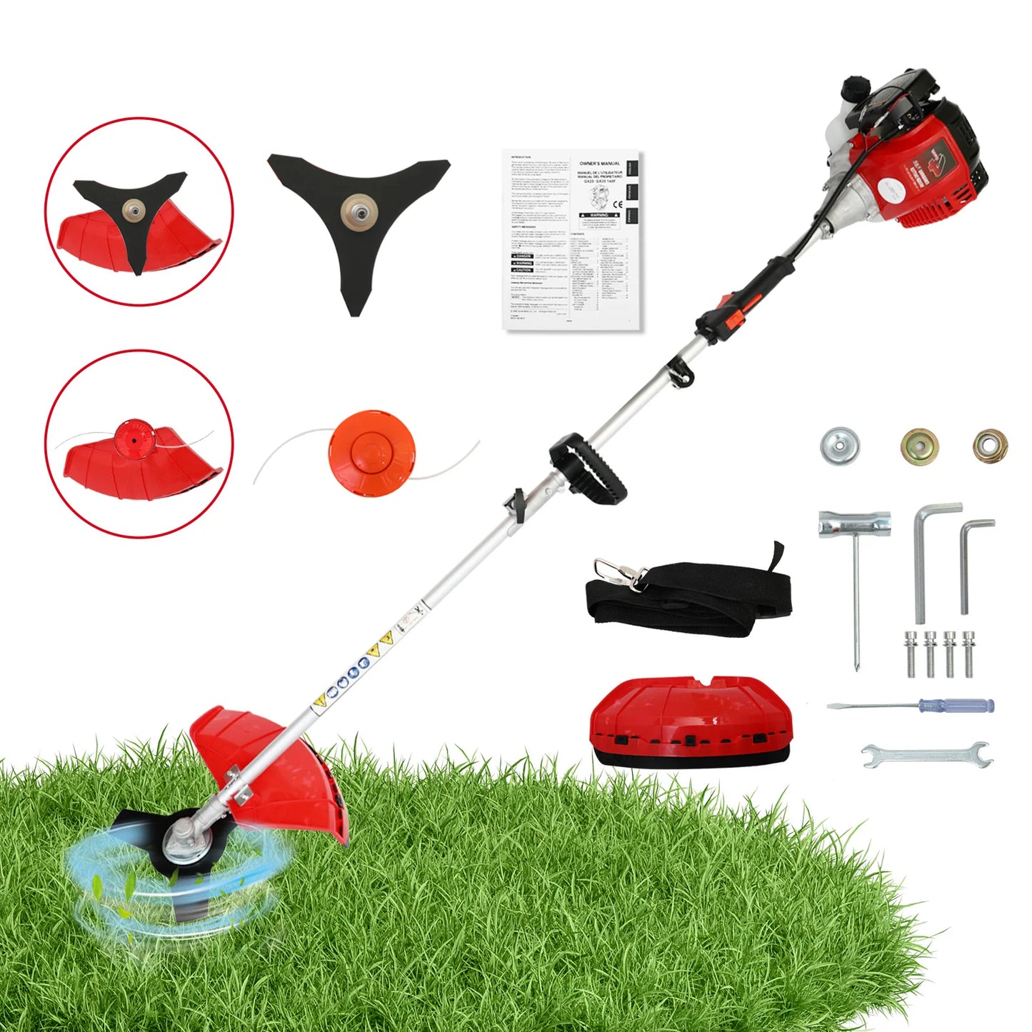 Gas 4 Stroke Weed Wacker 31cc Straight Shaft Lawn Trimmer
