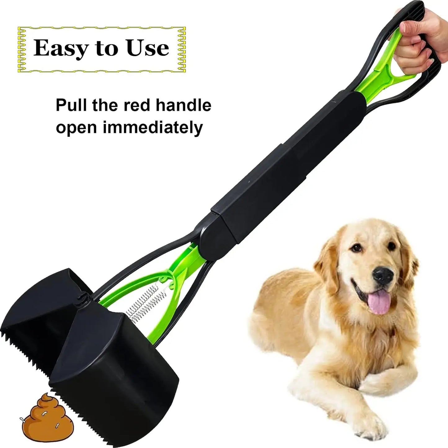 Dog Pooper Scooper With Teeth For Easy Grass And Gravel Pickup