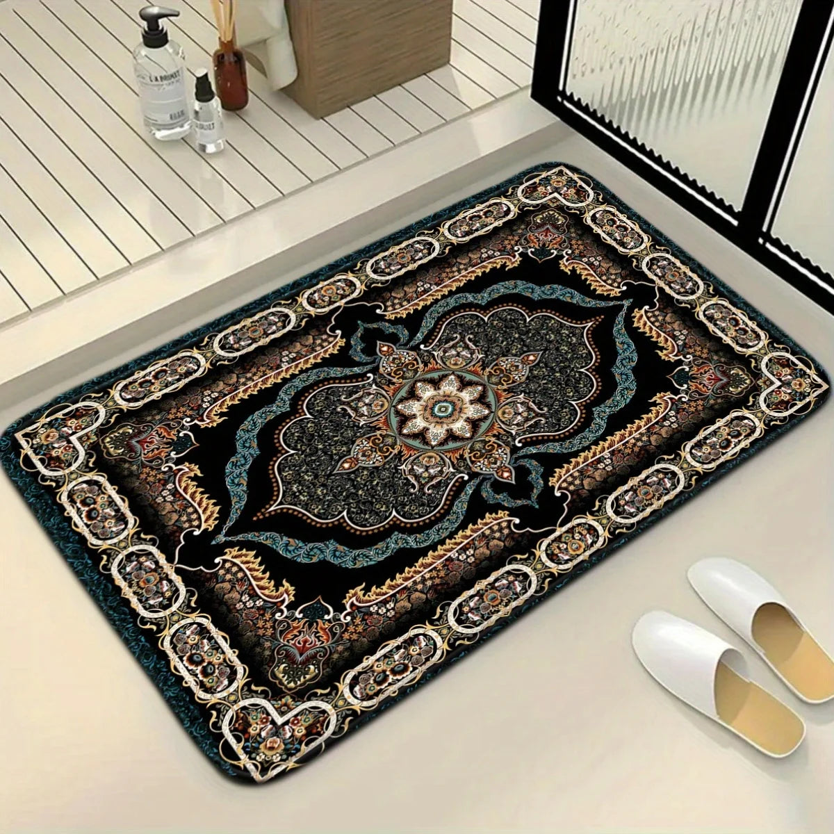 Bohemian Style Arrow Pattern Bathroom Mat Set For Floor