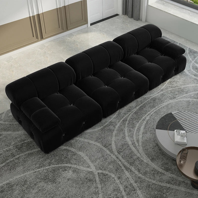 Sdorens Velvet Convertible Sectional Sofa Set Modern Minimalist