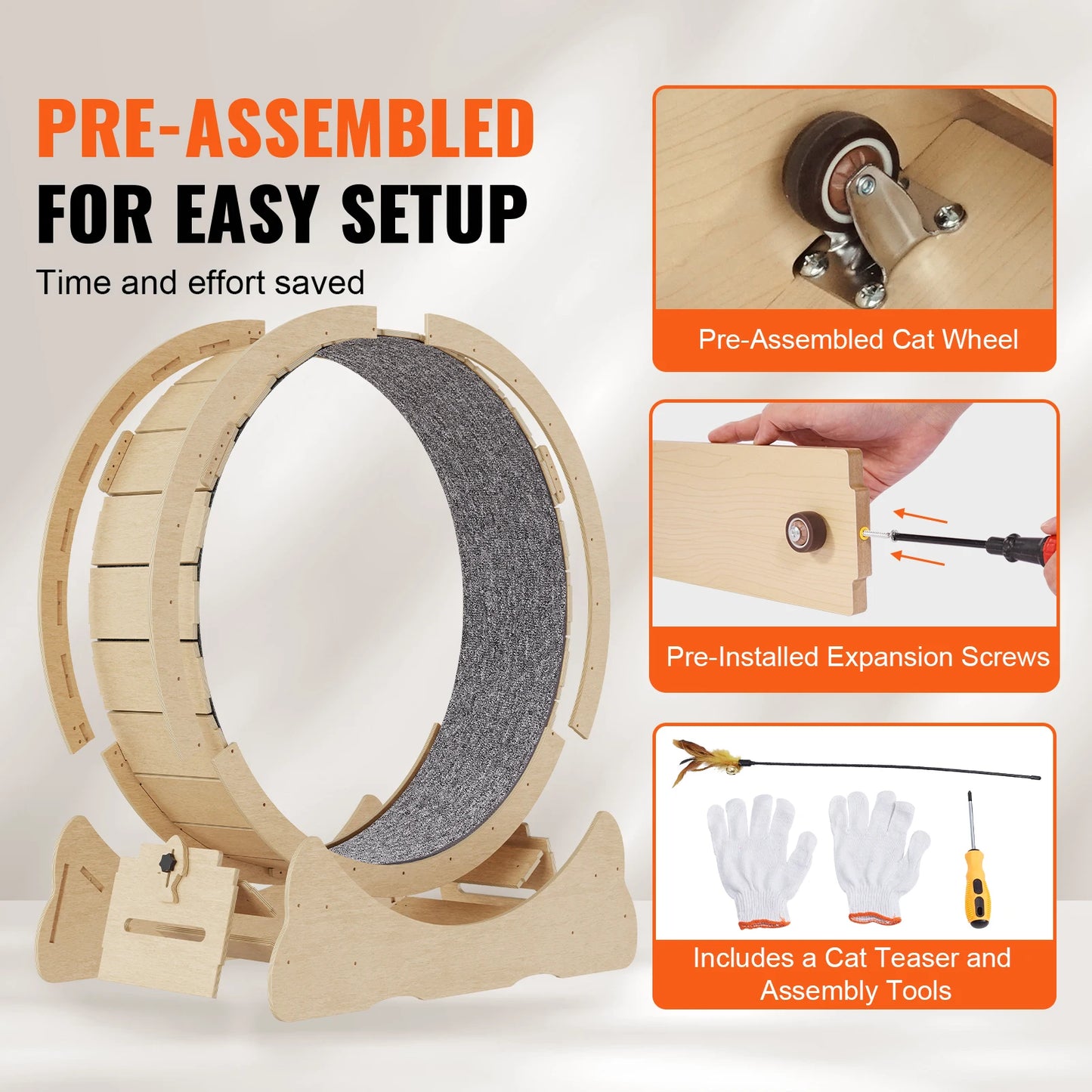 SucceBuy Wooden Cat Exercise Wheel For Indoor Cats