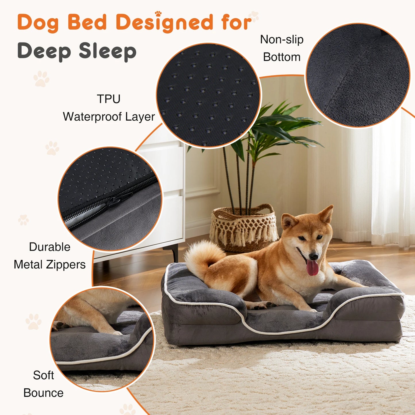 JHK Orthopedic Memory Foam Dog Bed for Dogs and Cats