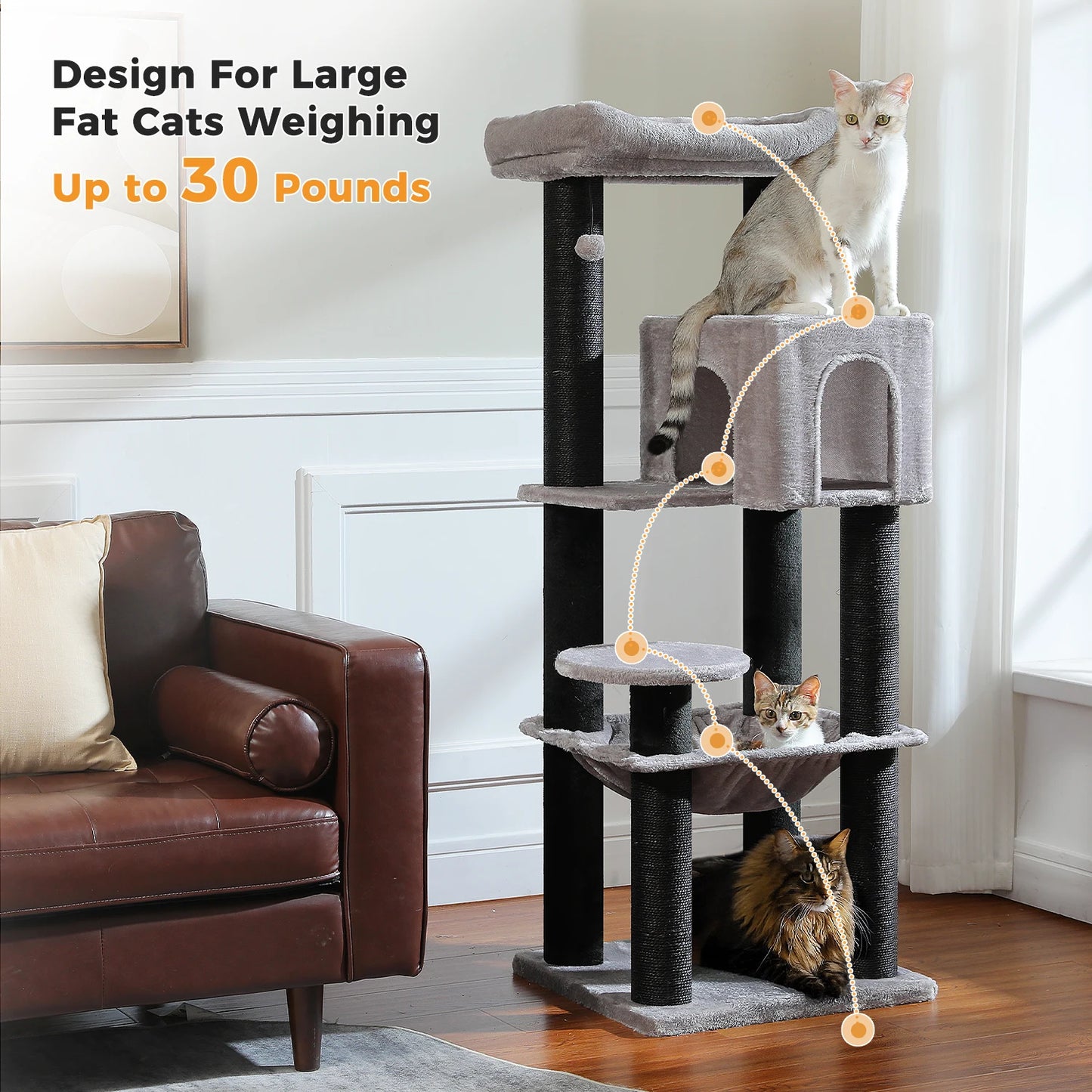 PAWZ Road Cat Tree With Scratching Posts And Hammock