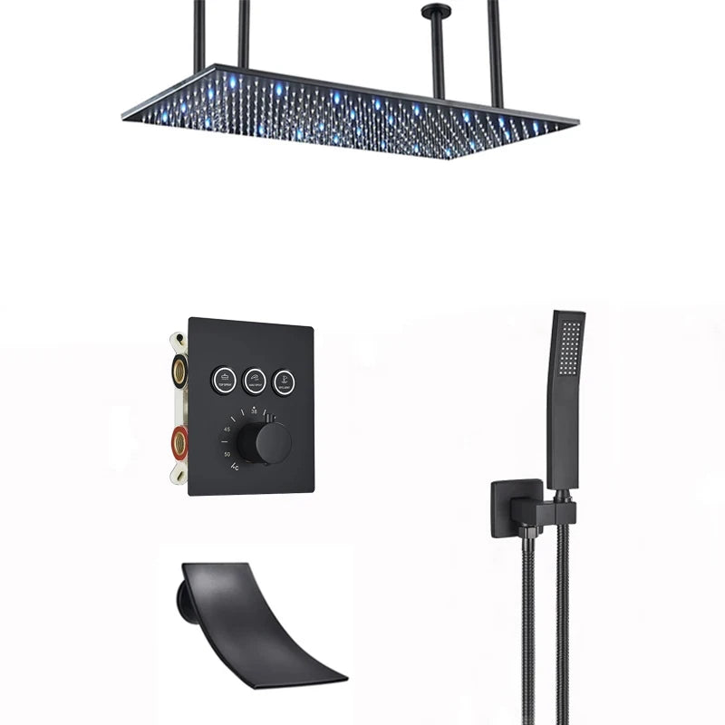 Wanmivezlo LED Brass Shower Head Wall Mounted Rainfall Light