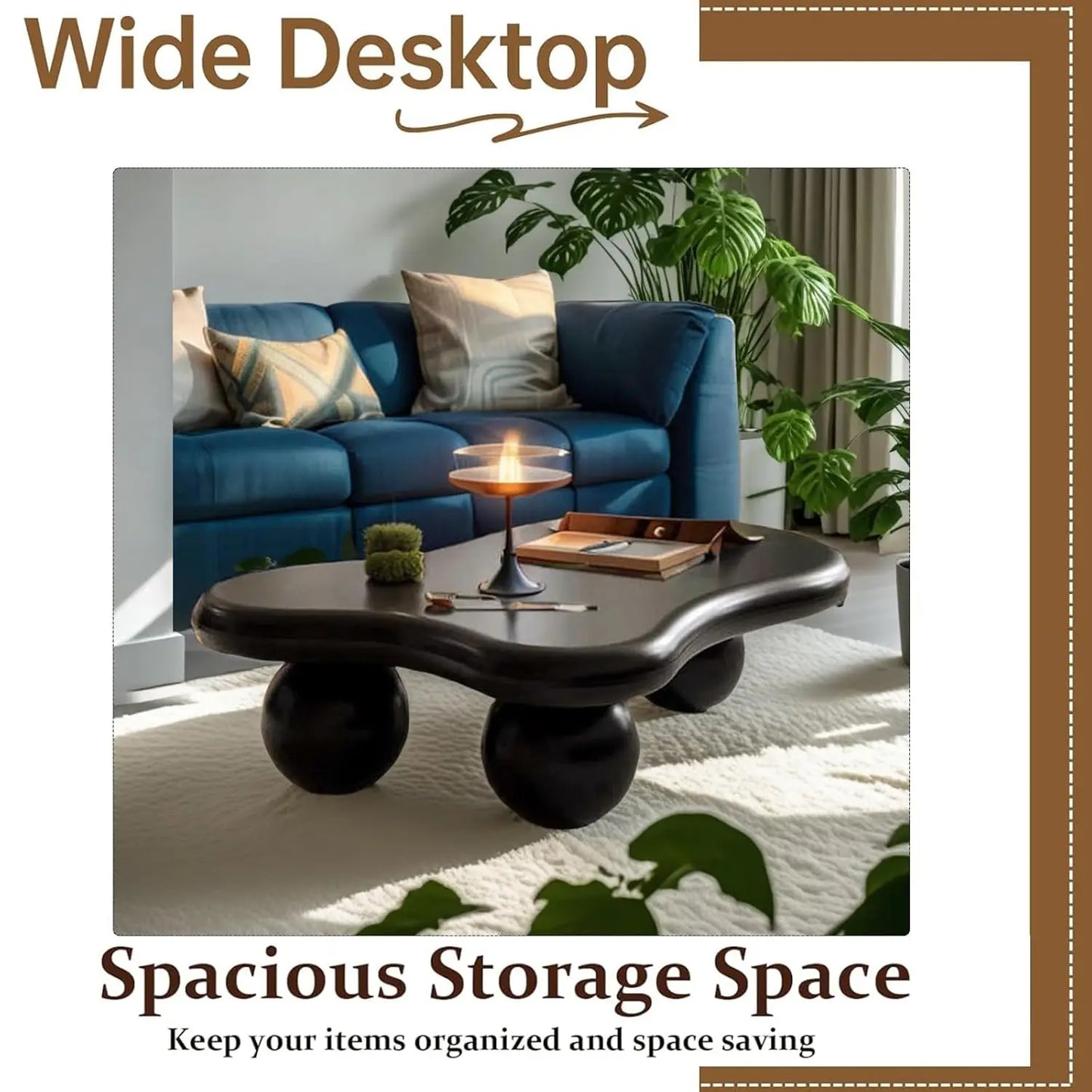 ZHUXIANG Cloud Oval Coffee Table Mid Century Modern Industrial
