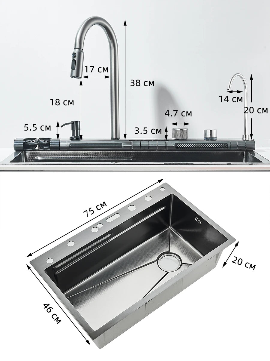 Quyanre 304 Stainless Steel Kitchen Sink Faucet Set With Dispenser