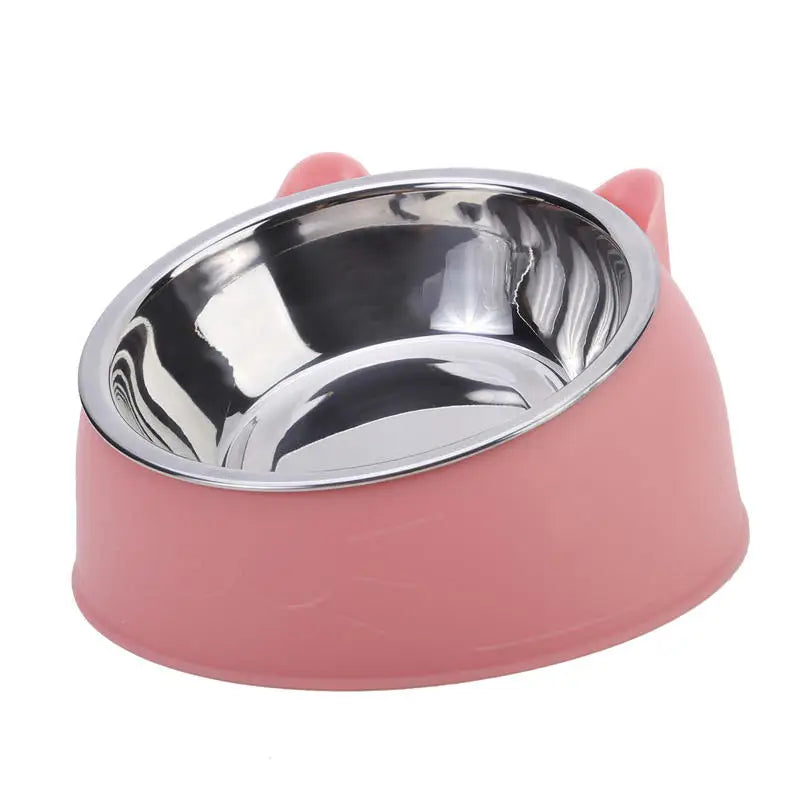 Inclined Cat Bowl Set Stainless Steel Feeding Bowls For Pets