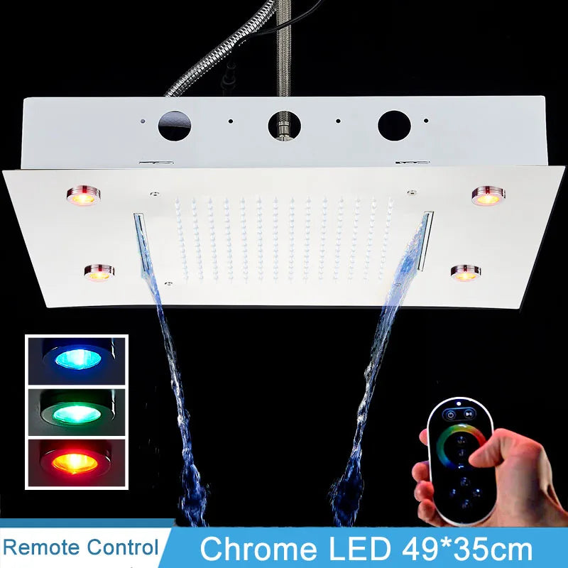 Shinesia LED Rainfall Shower Head Stainless Steel Square Changing Lights