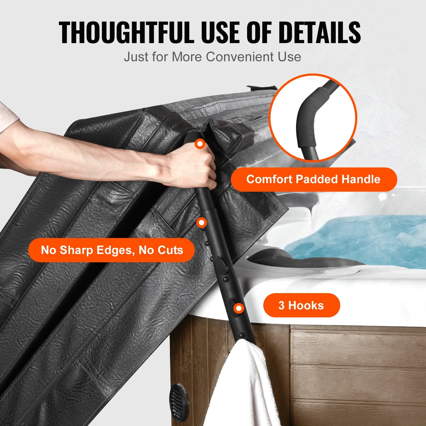 SucceBuy Hot Tub Cover Lift Spa Cover Lift Height 31.5"-41.3" Width 57"-92.5" Adjustable Installed Underneath Both Side Suitable