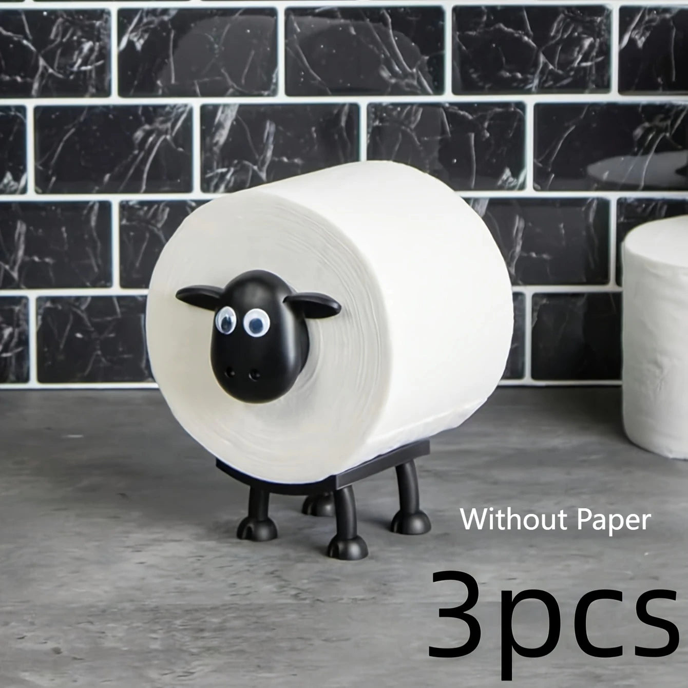 Independent Toilet Paper Holder Set Black Sheep Design