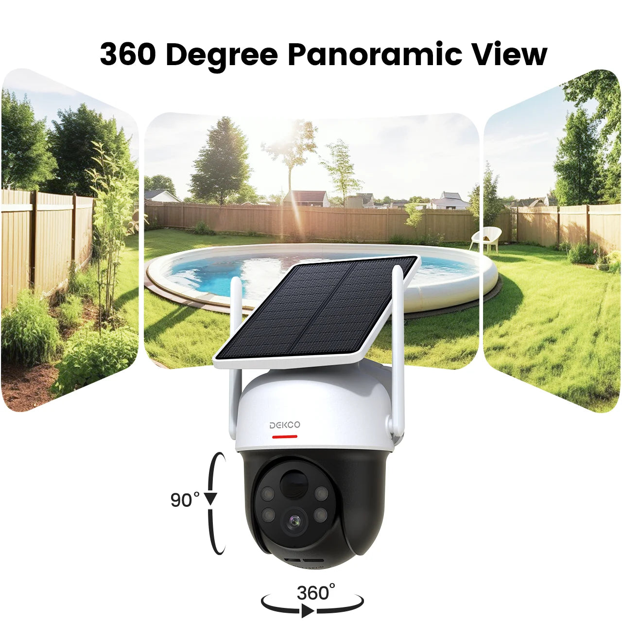DEKCO Solar WiFi Camera 3MP Fully WireFree Battery PTZ CCTV