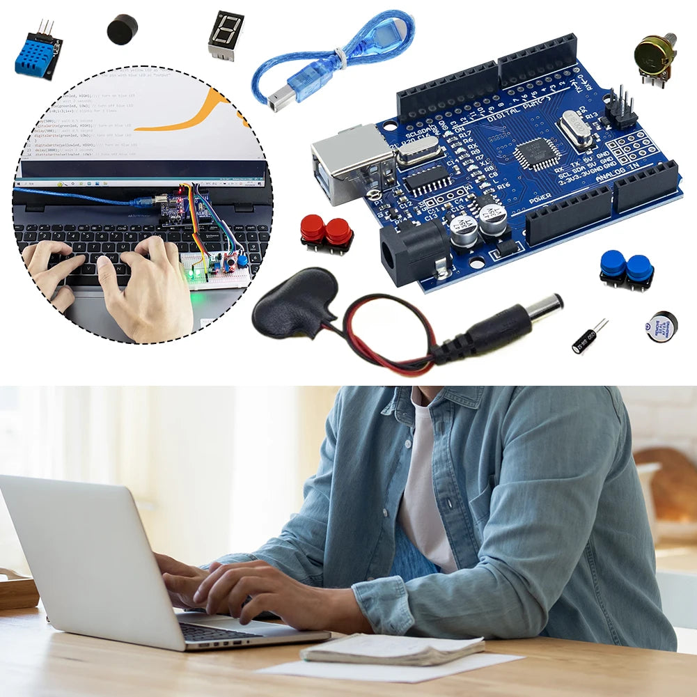 LAIMANEI Educational Arduino UNO R3 Starter Kit With Breadboard And Sensors