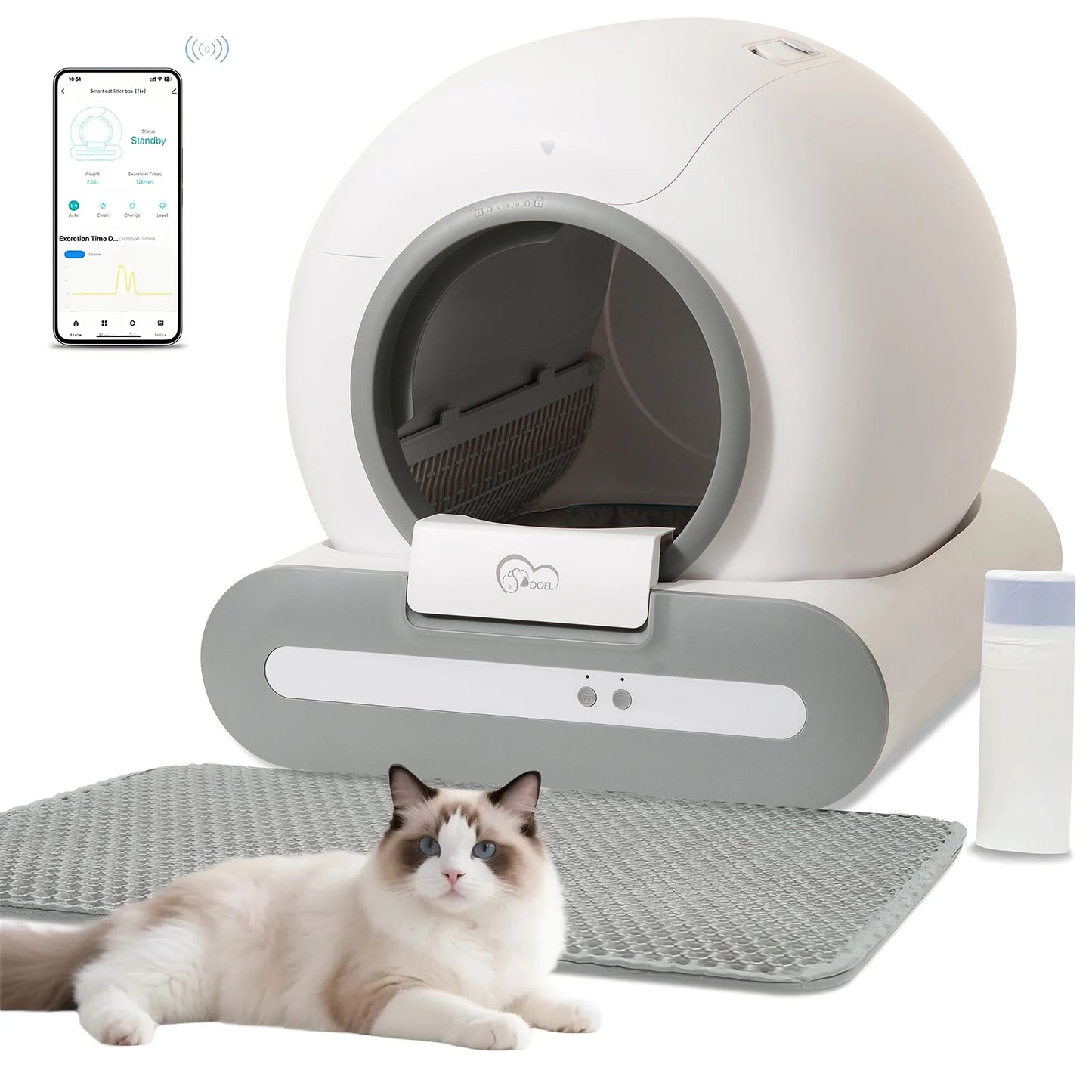DOEL Self-Cleaning Cat Litter Box With App Control WiFi