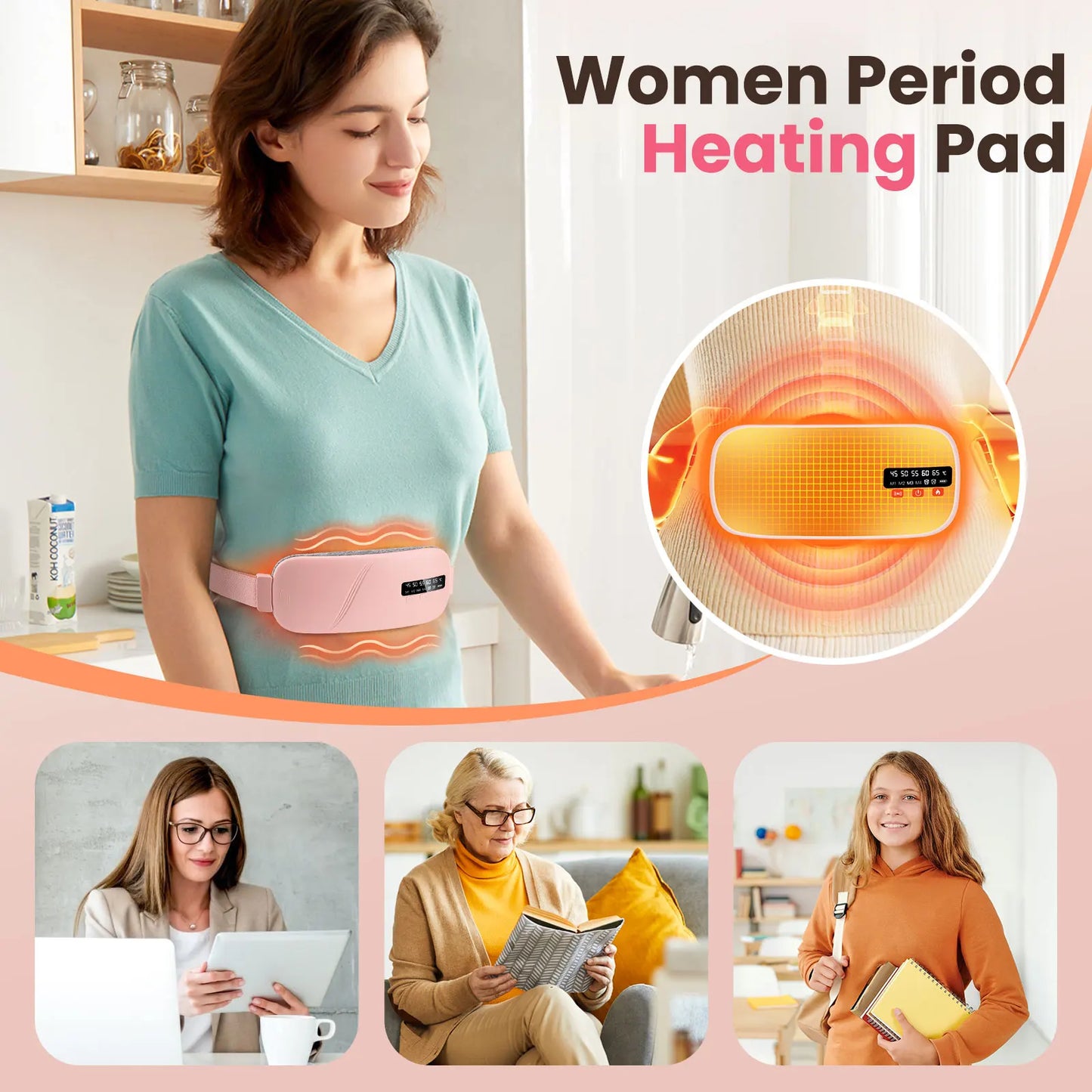 AFDEAL Electric Heating Pad For Menstrual Cramp Relief Belt