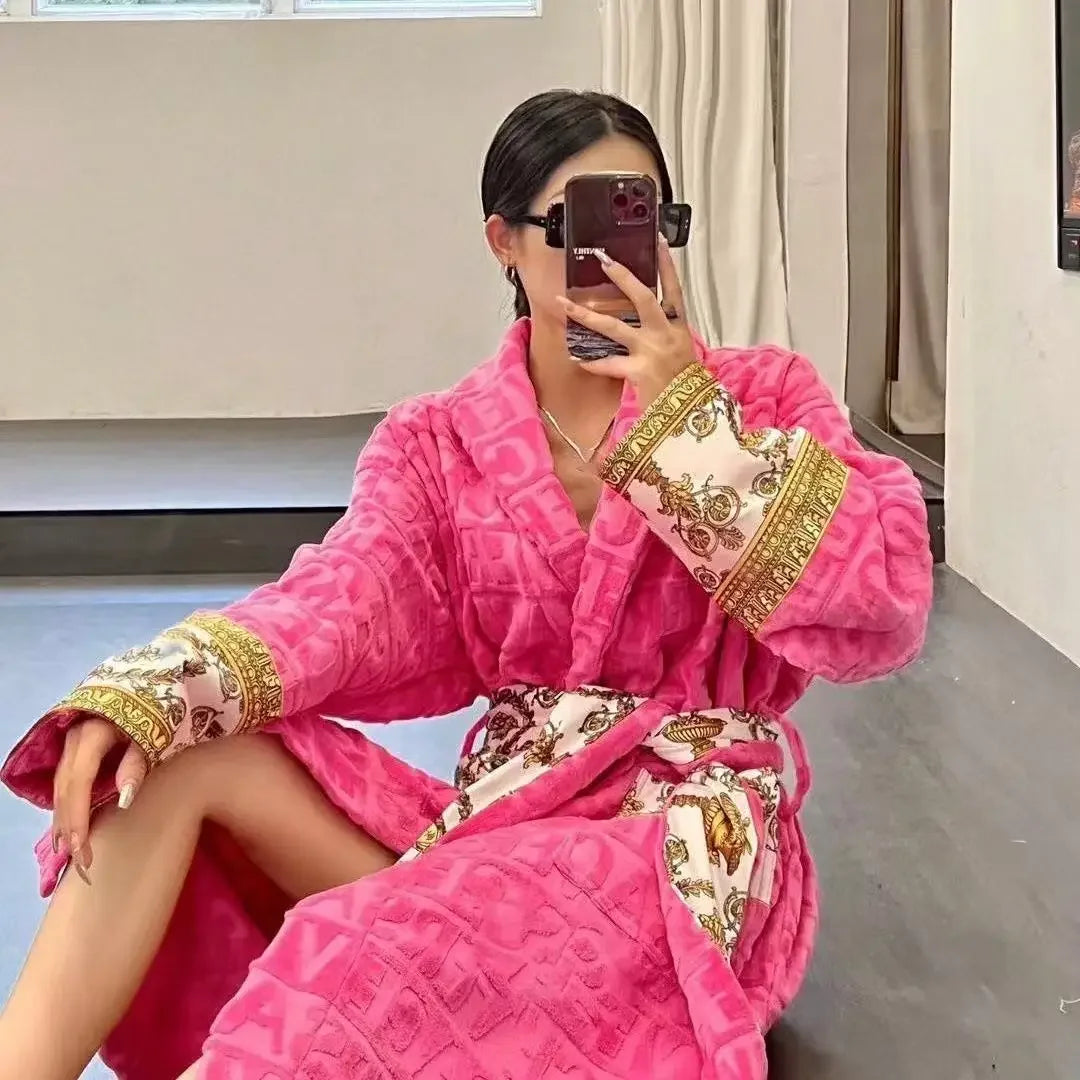 Cotton Luxury Bathrobe Unisex Sleepwear Hotel Style Lounge Robe