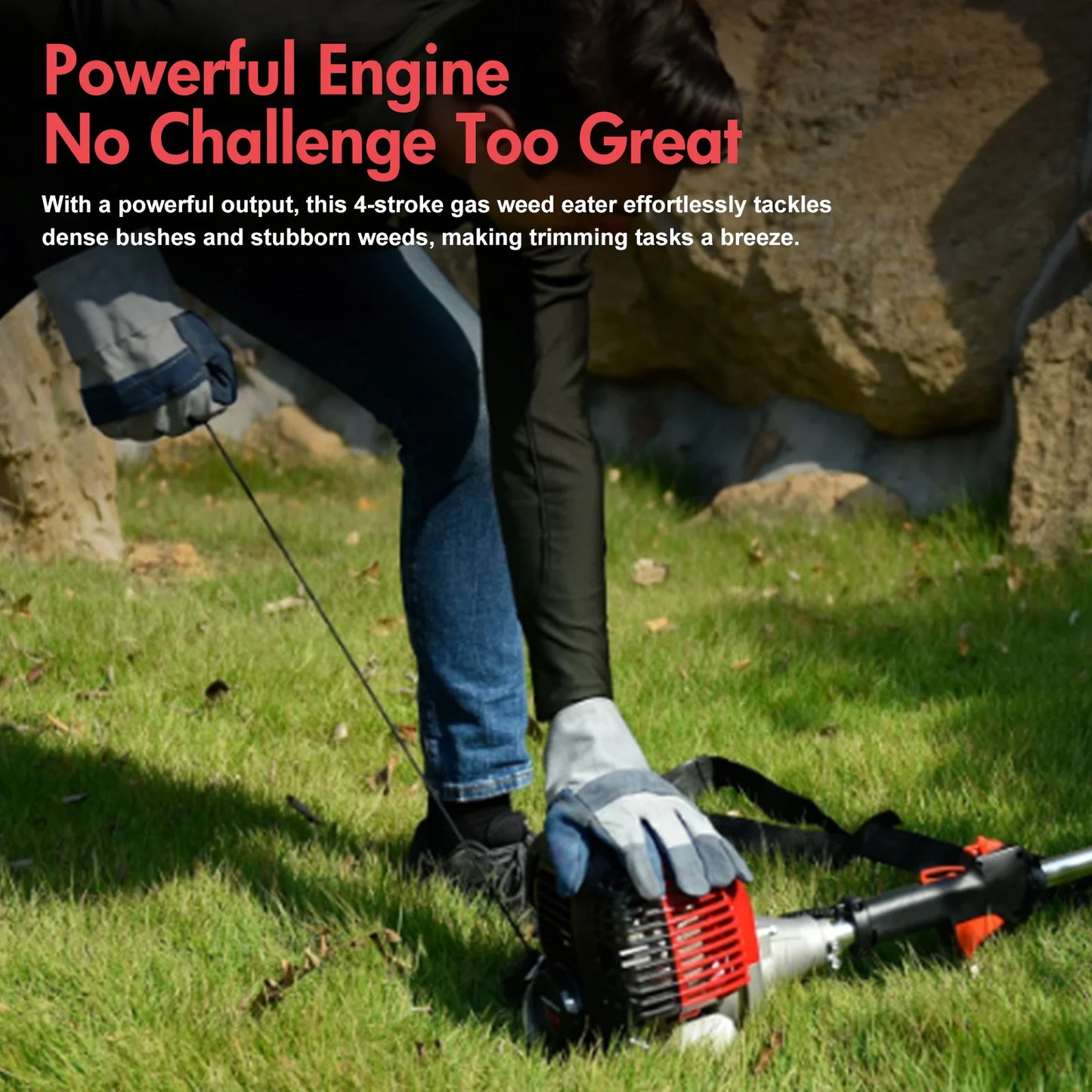 Gas 4 Stroke Weed Wacker 31cc Straight Shaft Lawn Trimmer