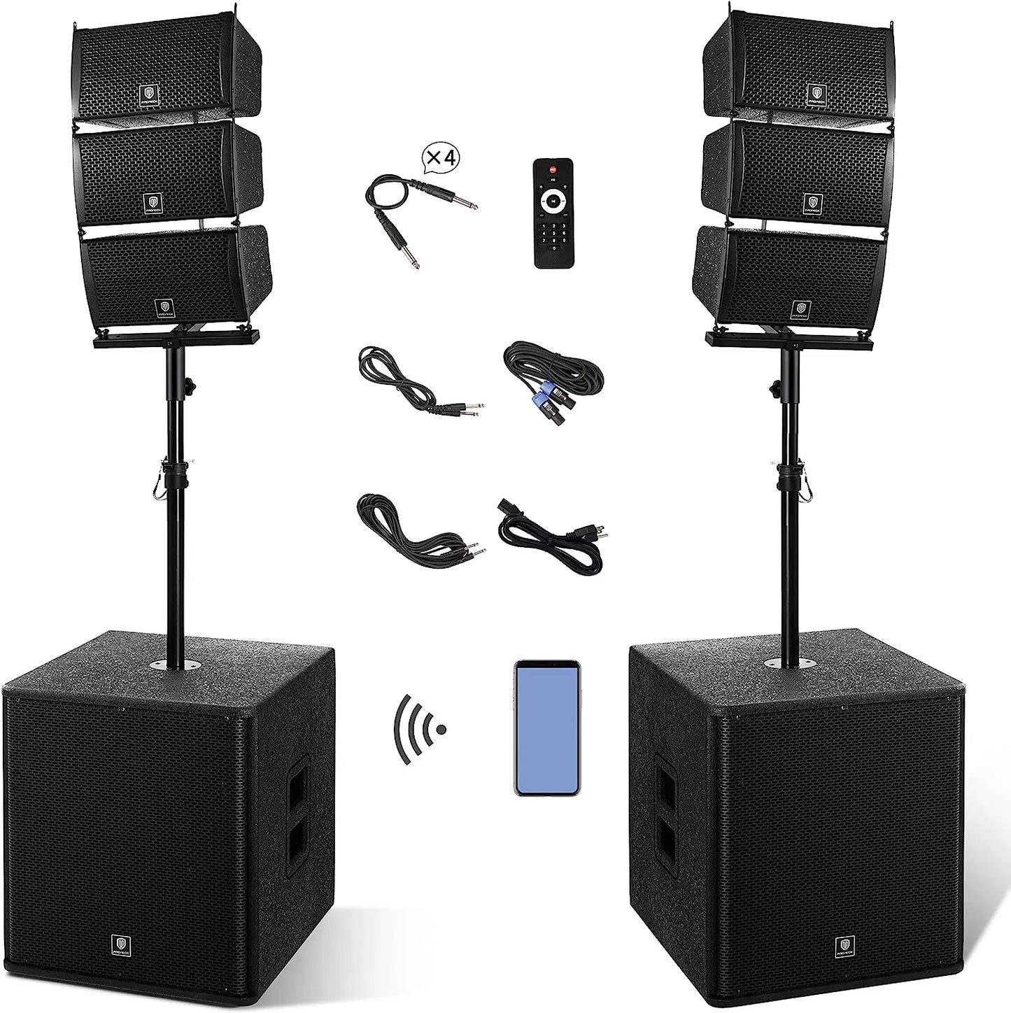 PRORECK 18 Inch 8000W PMPO Bluetooth PA Speaker System With Subwoofers