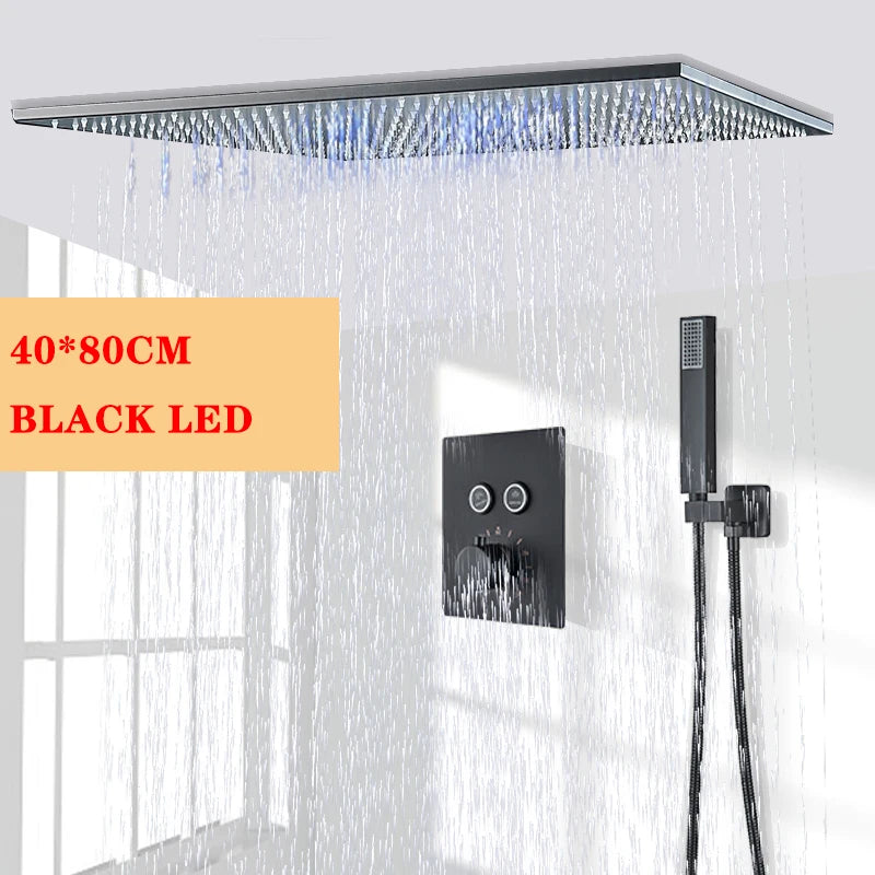 Wanmivezlo LED Brass Shower Head Wall Mounted Rainfall Light