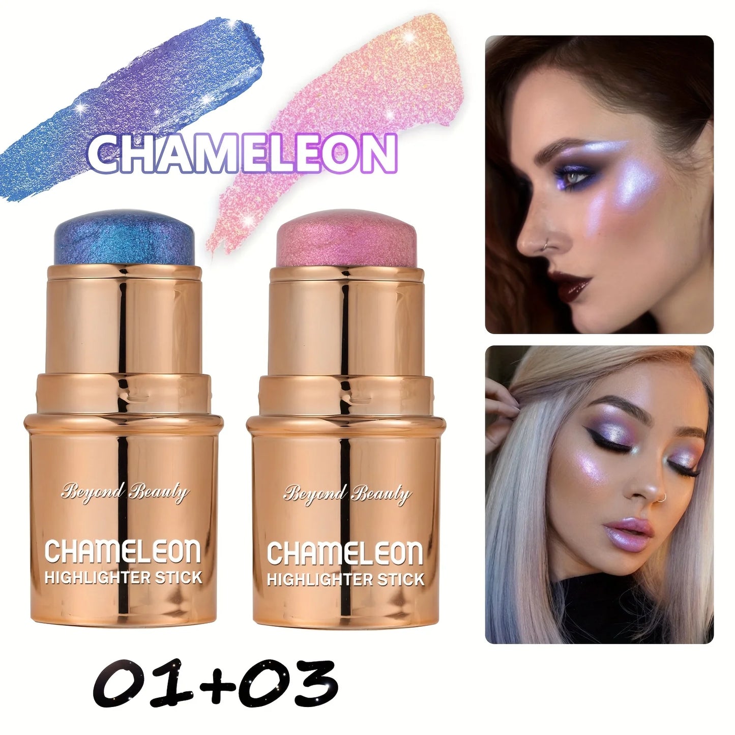 BEYONDBEAUTY Chameleon Holographic Glitter Highlighter Stick