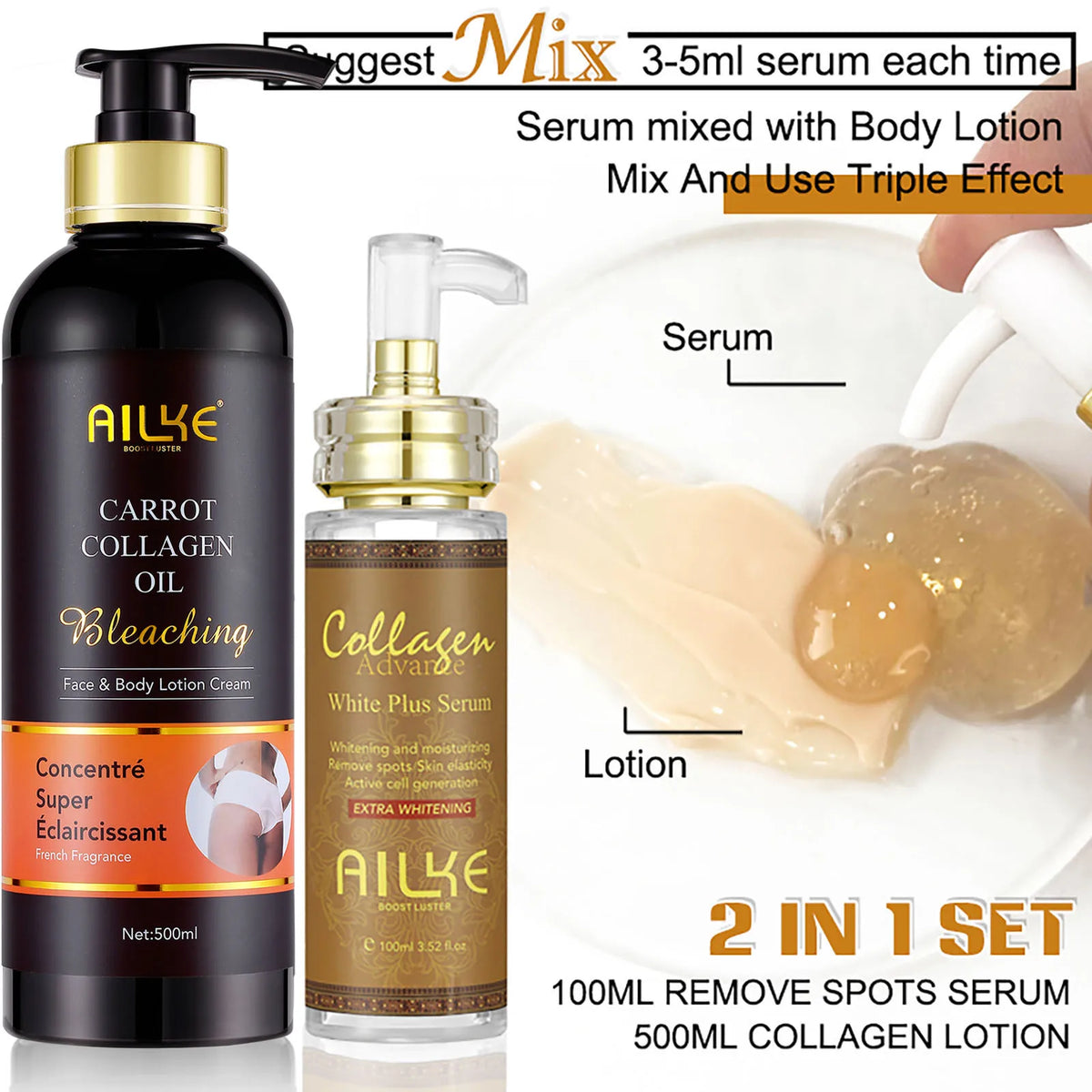 AILKE Collagen Whitening Set For Dark Spot Correction Plus Radiant Skin