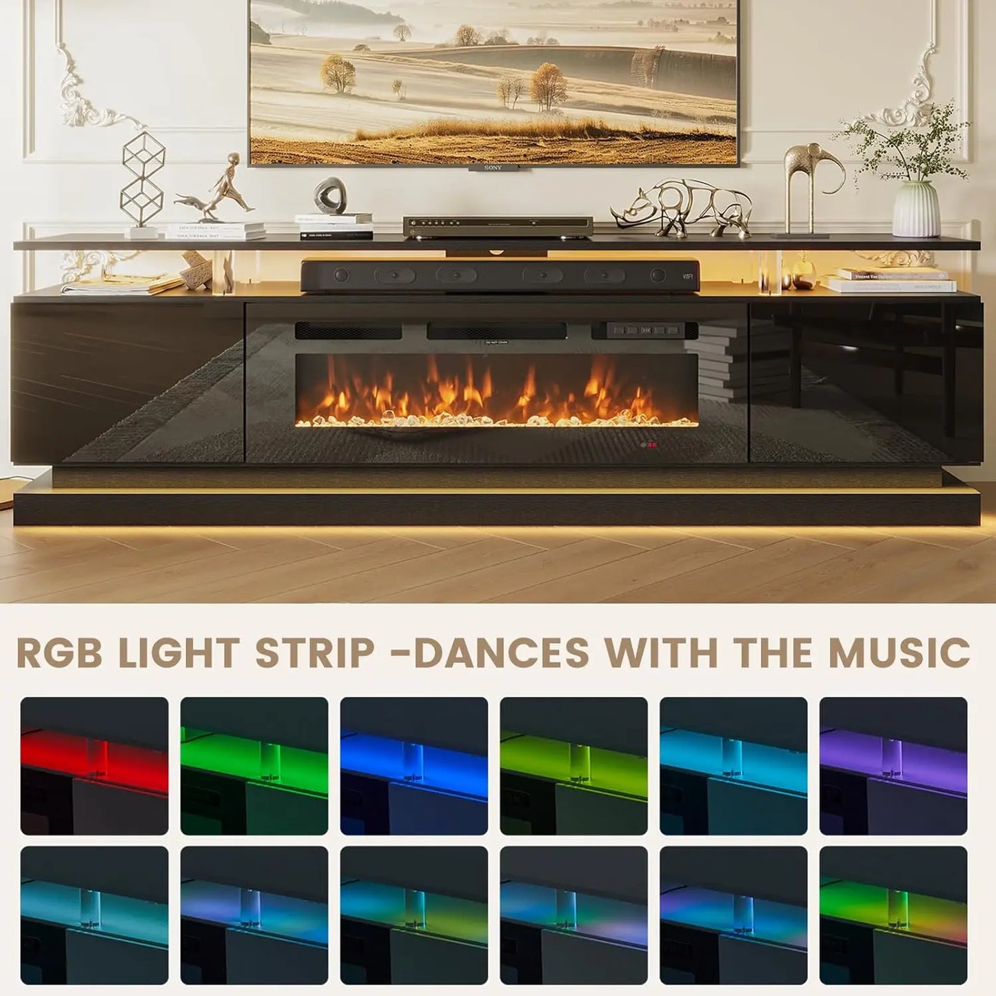 Modern Fireplace TV Stand Media Console For Televisions