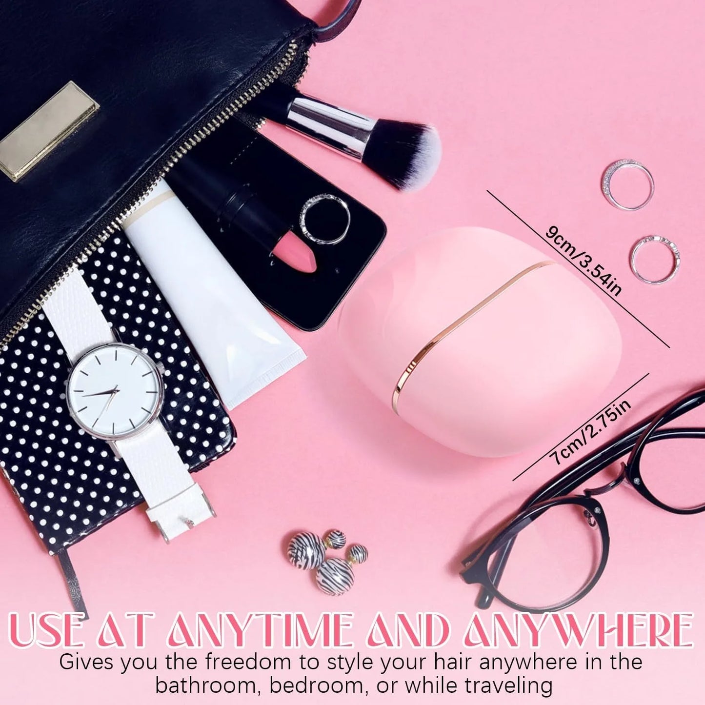 Mini Rechargeable Hair Straightener Brush With 3 Speed Temperature Control
