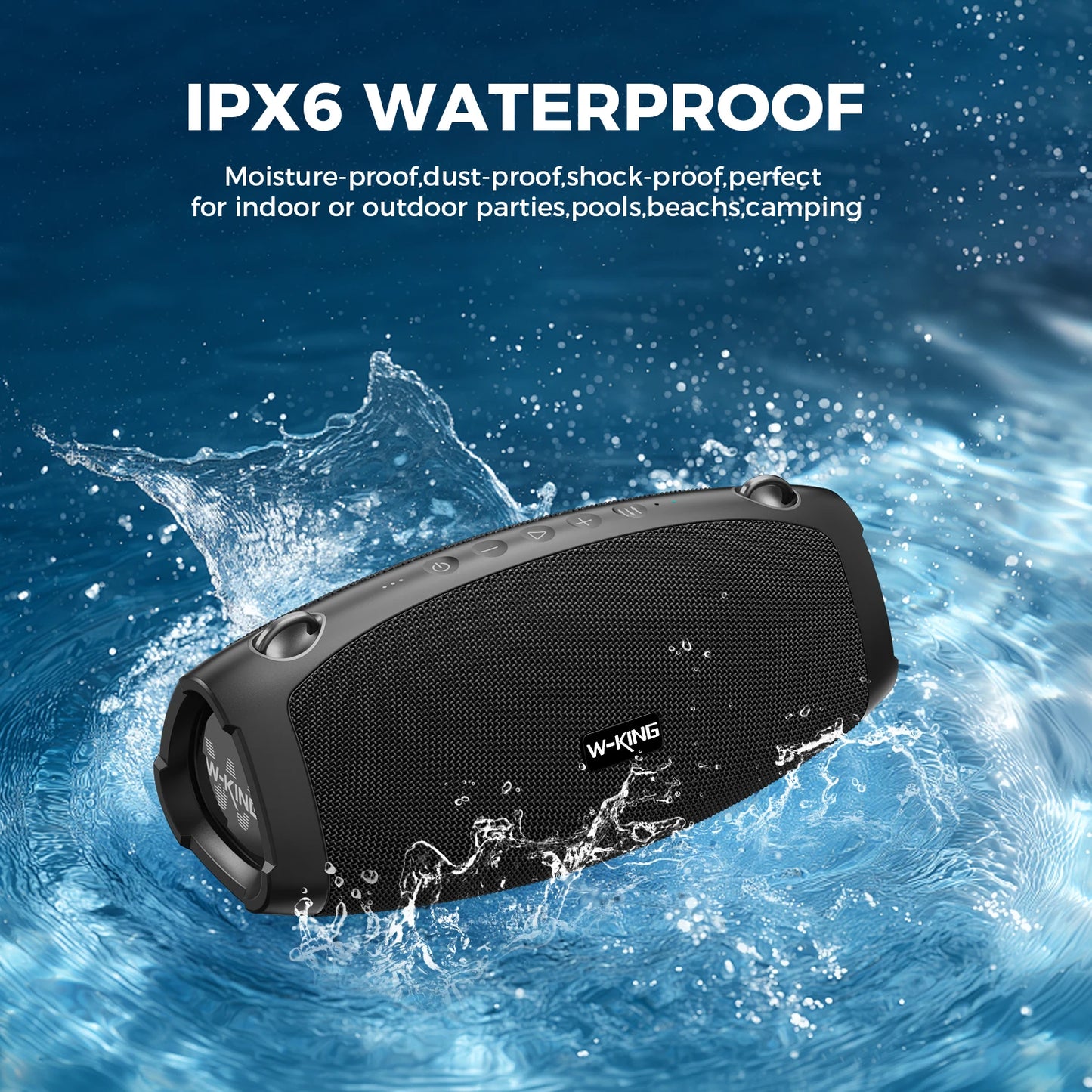 W-King Portable Bluetooth Speaker With Wireless Microphone Waterproof Outdoor