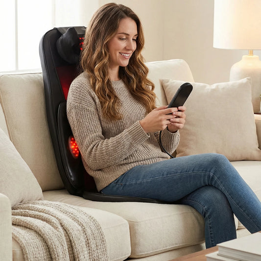 Chair Massager Pad With Remote Control Adjustable Intensity And Heat