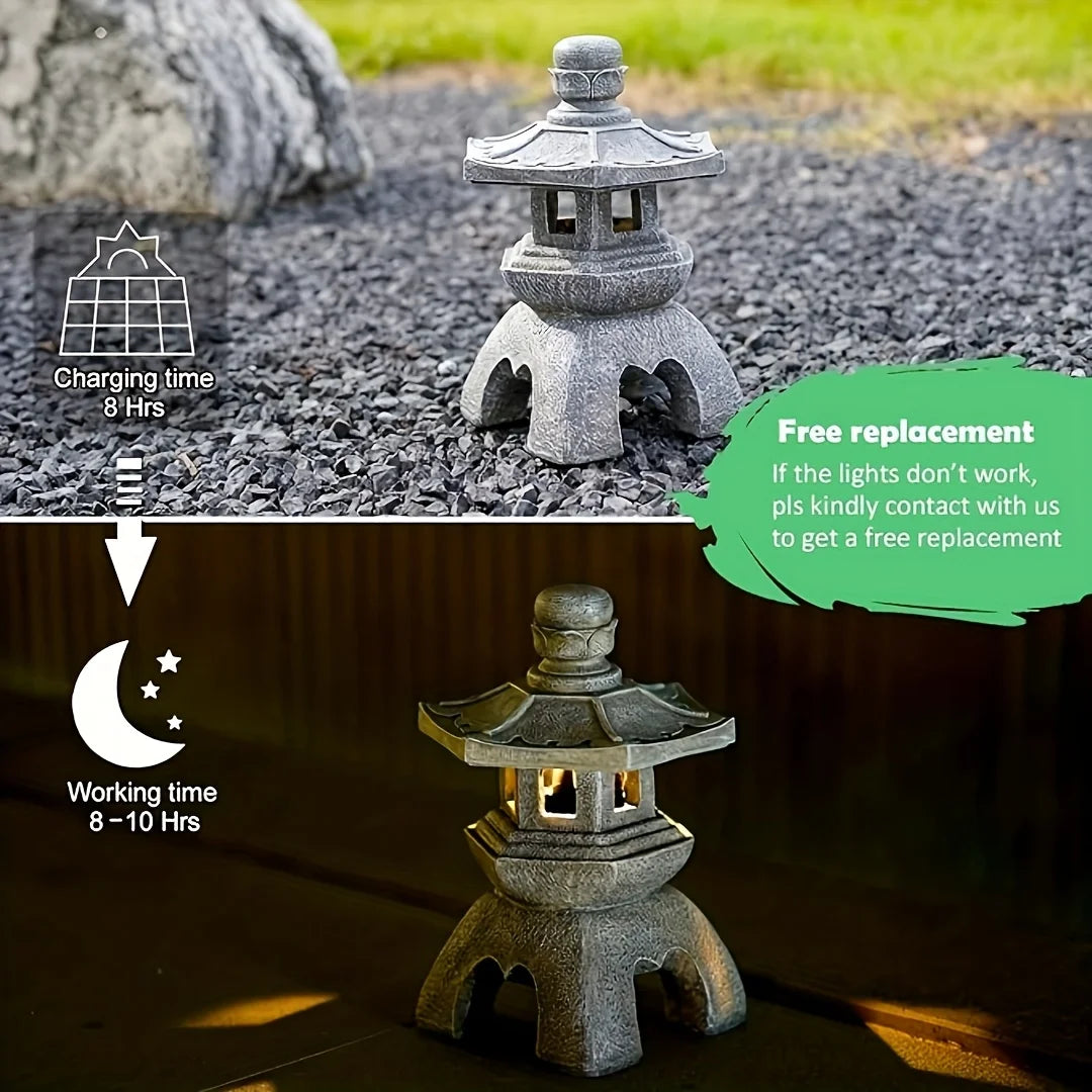 Solar Pagoda Lantern Garden Statue For Indoor Outdoor Decor