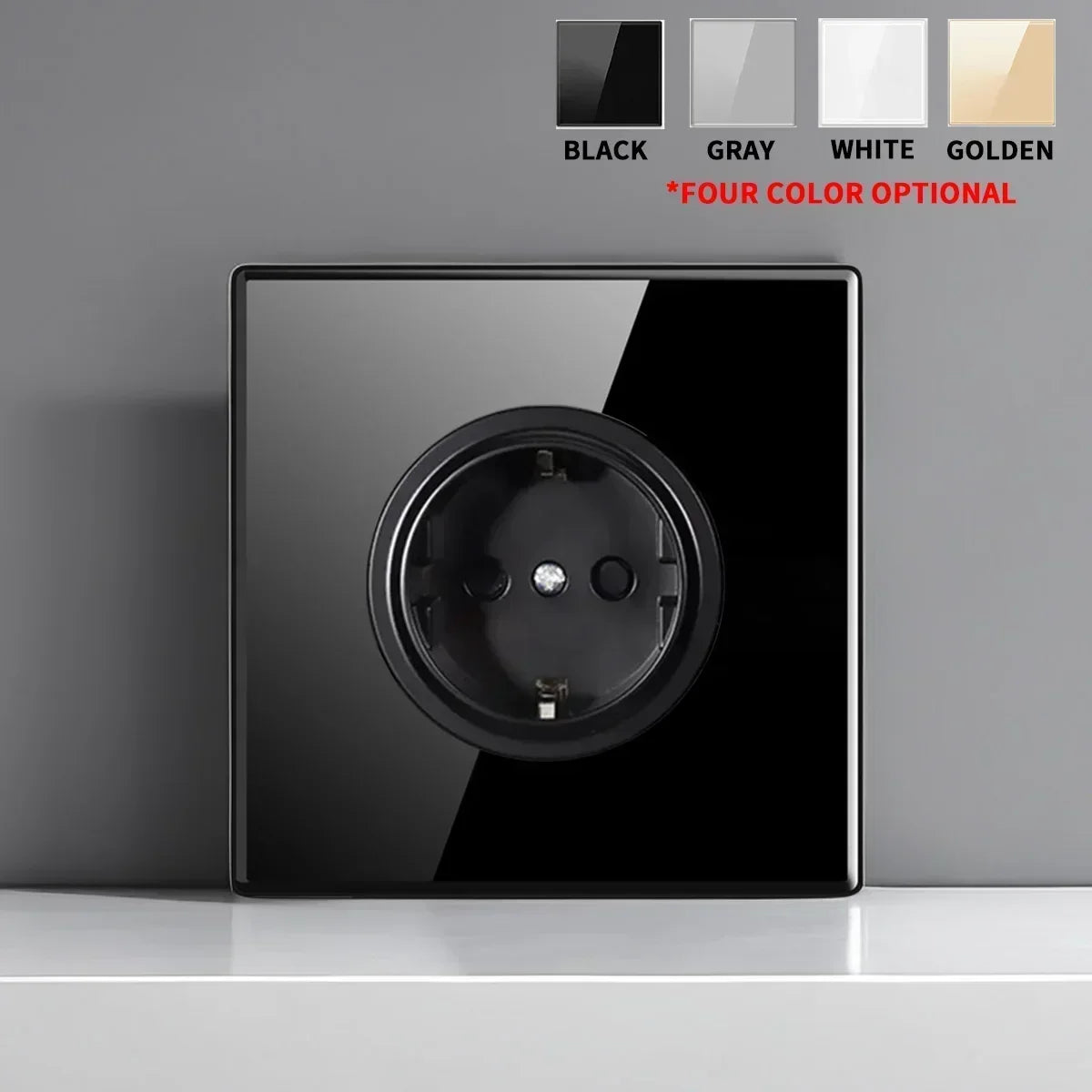 EU UK Crystal Tempered Glass Switch Panel LED Indicator