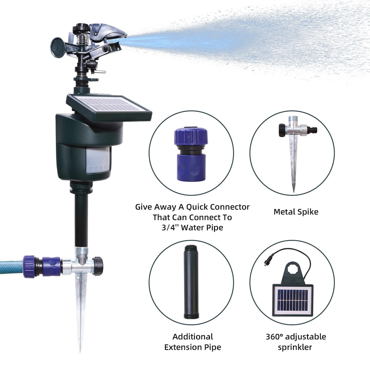 Yardeen Motion Activated Sprinkler With Solar Panels For Outdoor Animals
