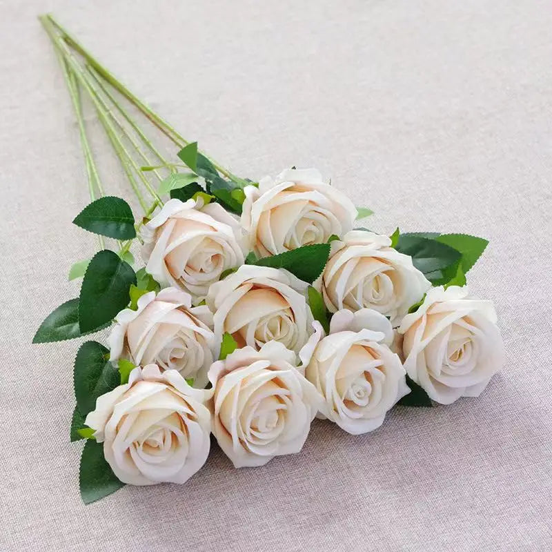 Artificial Rose Flower Branches Realistic Fake Roses For Wedding Decor