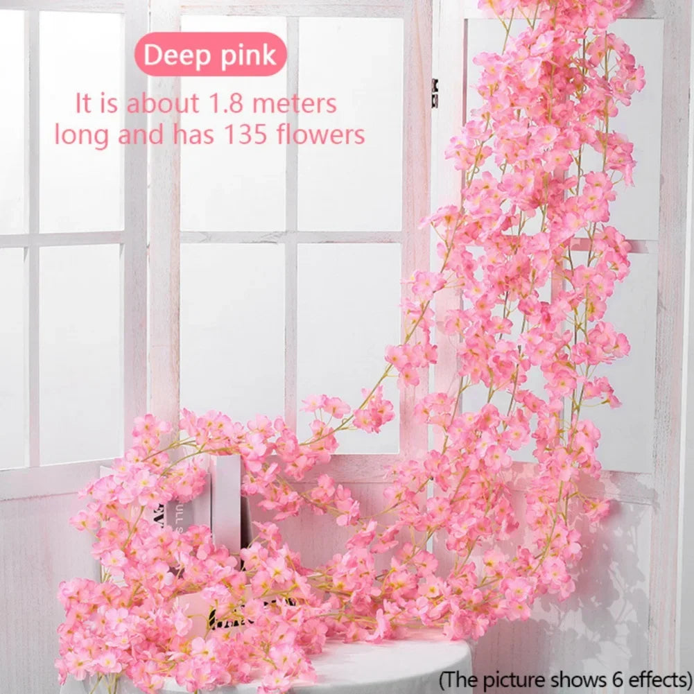 Artificial Sakura Flowers Vine For Wedding Decor
