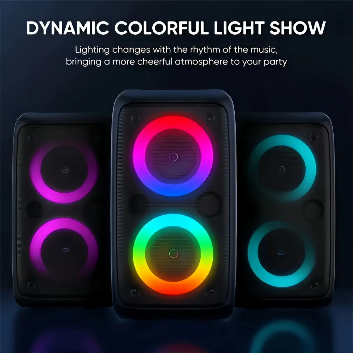 Ayebau Karaoke Radio Bluetooth Speaker Portable Wireless Microphone Led Lamp
