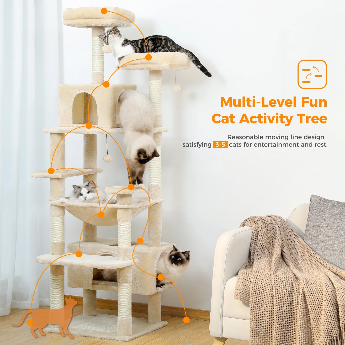 PAWZ Road Durable Cat Tree And Tower For Indoor Cats