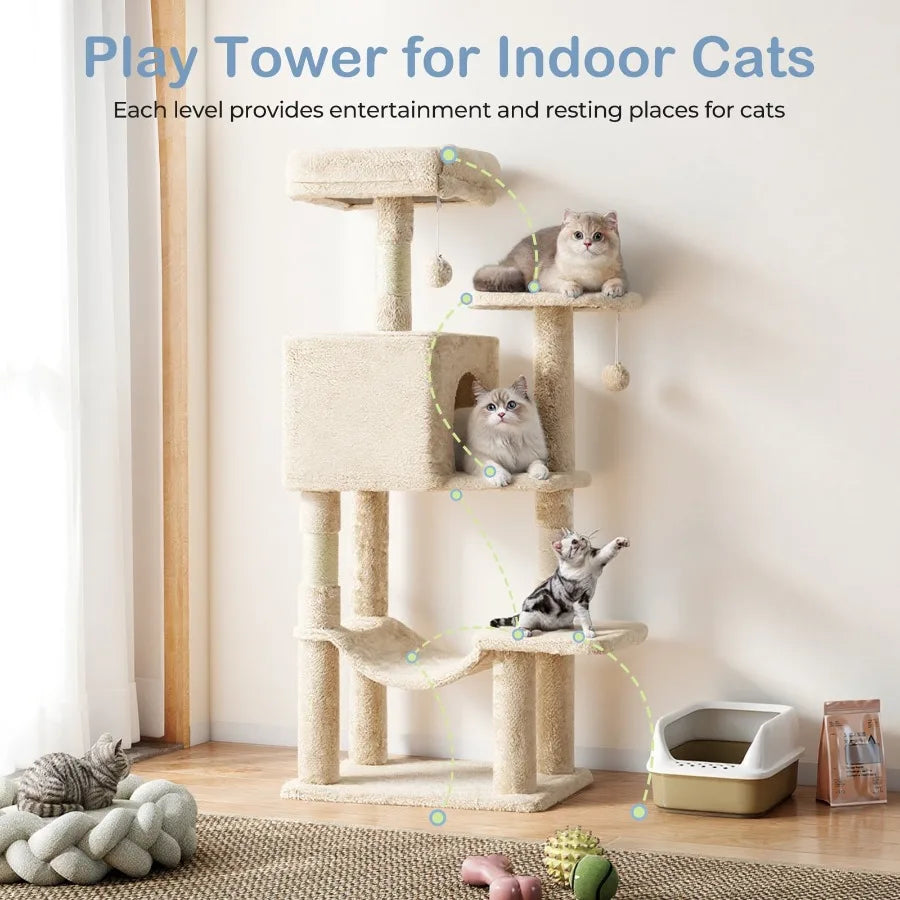 Cat Tower With Large Condo And Climbing Ladder For Cats