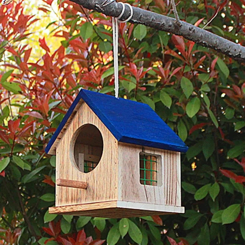Wooden Outdoor Birdhouse Weatherproof Hanging Nest Box