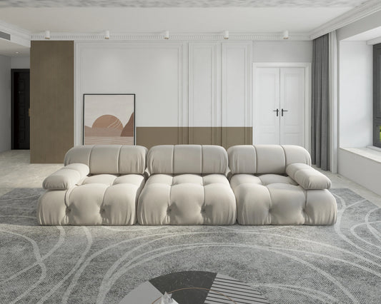 Sdorens Velvet Convertible Sectional Sofa Set Modern Minimalist