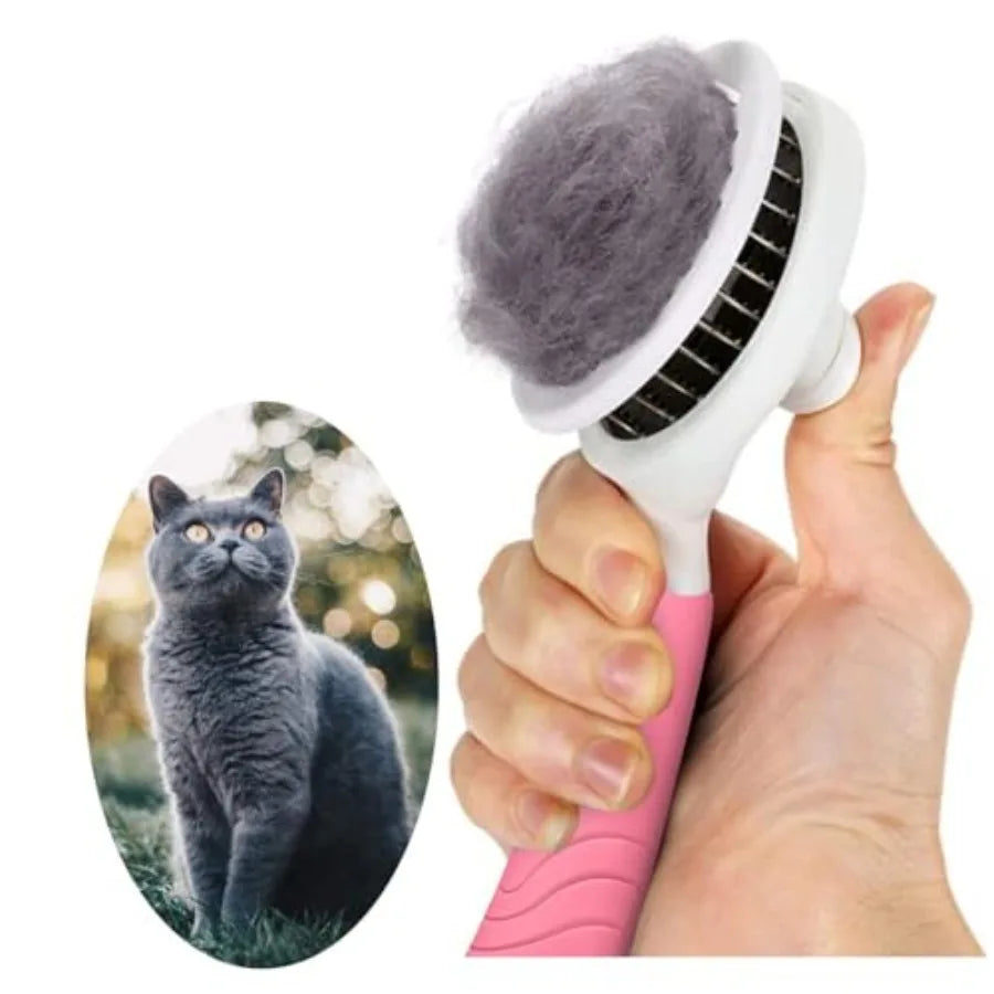 Self Cleaning Slicker Brush - Cat Brush Skin-Friendly Deshedding Grooming Massaging Tool for Long and Short Haired Pets, Cat Ha