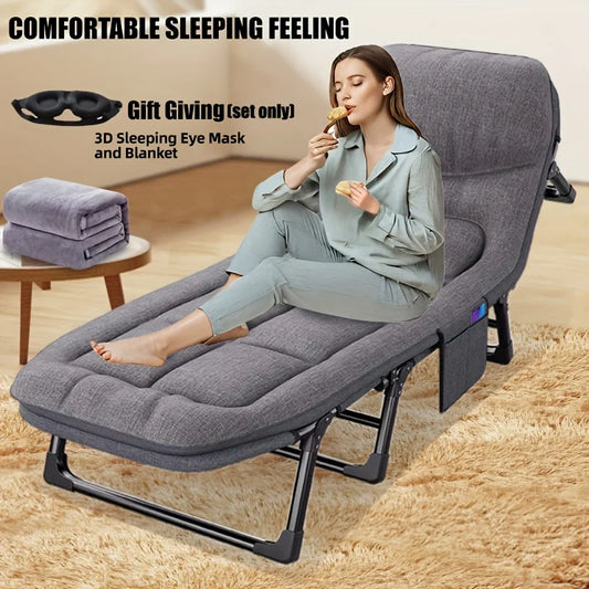 Heavy-Duty Adjustable Portable Folding Bed With Pillow 550 Lb Capacity