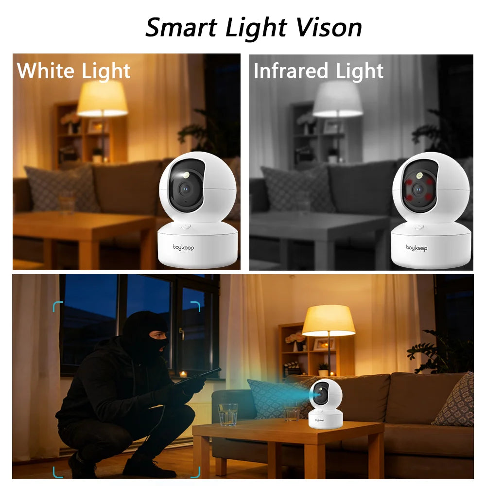 BoyKeep 2K Smart WiFi Indoor Security Camera with PTZ