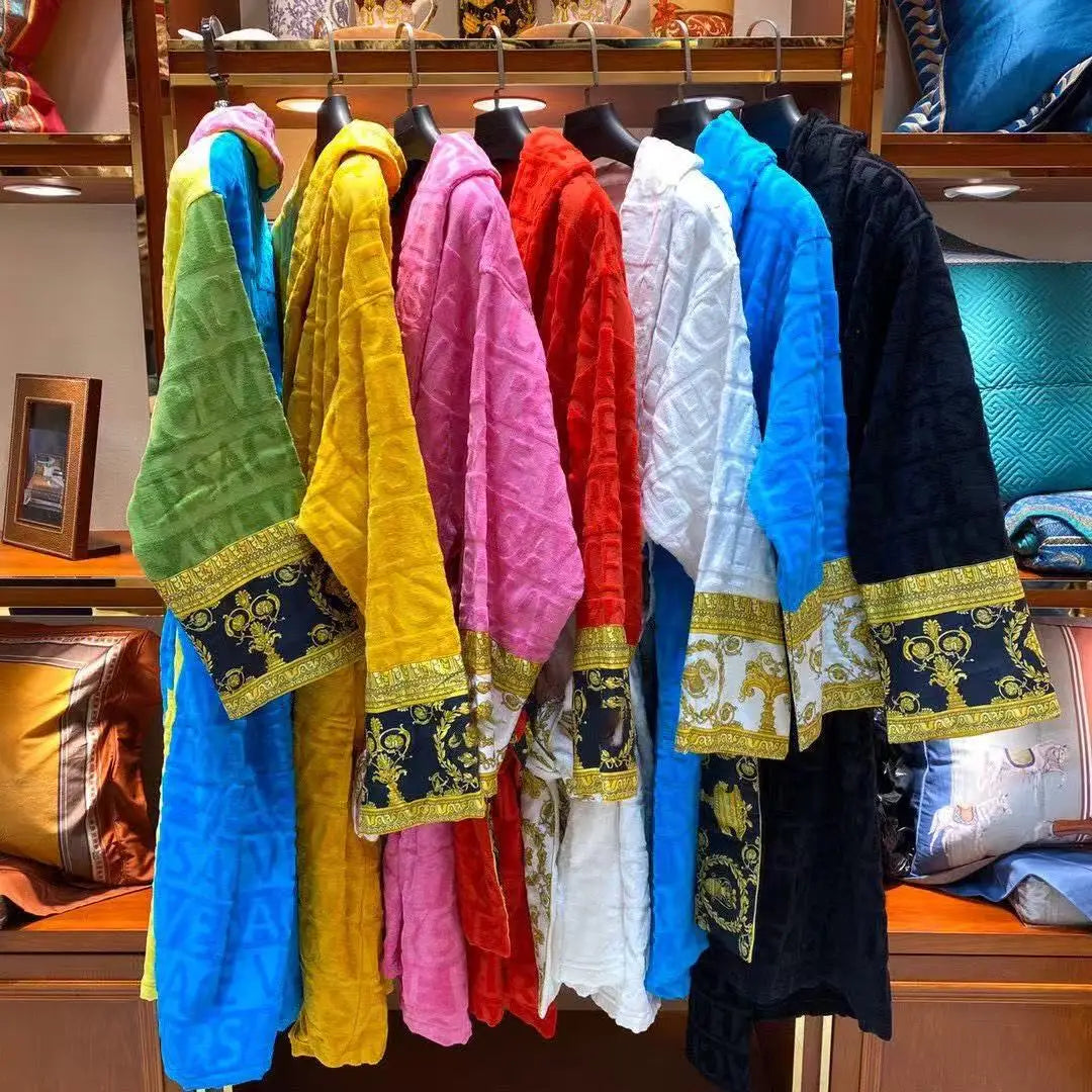 Cotton Luxury Bathrobe Unisex Sleepwear Hotel Style Lounge Robe
