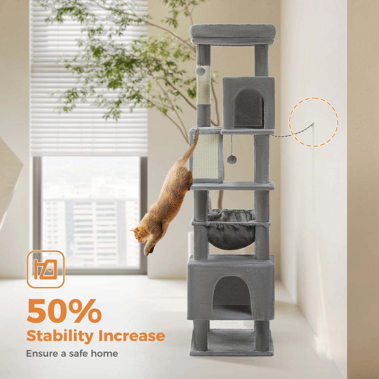 PAWZ Road Cat Tree Tall Multi Level Tower For Cats