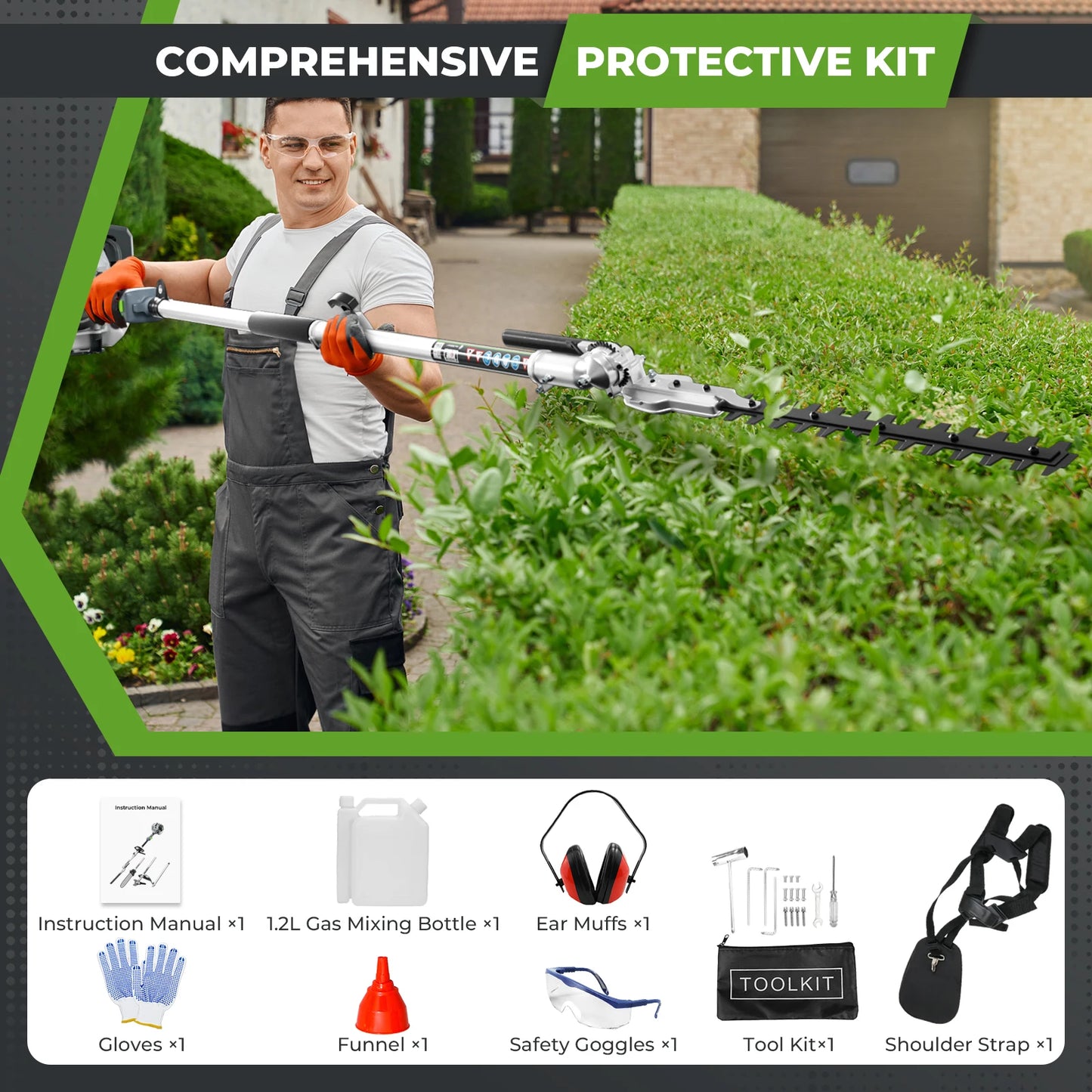 6-In-1 Gas Powered Weed Wacker Trimmer Pole Saw