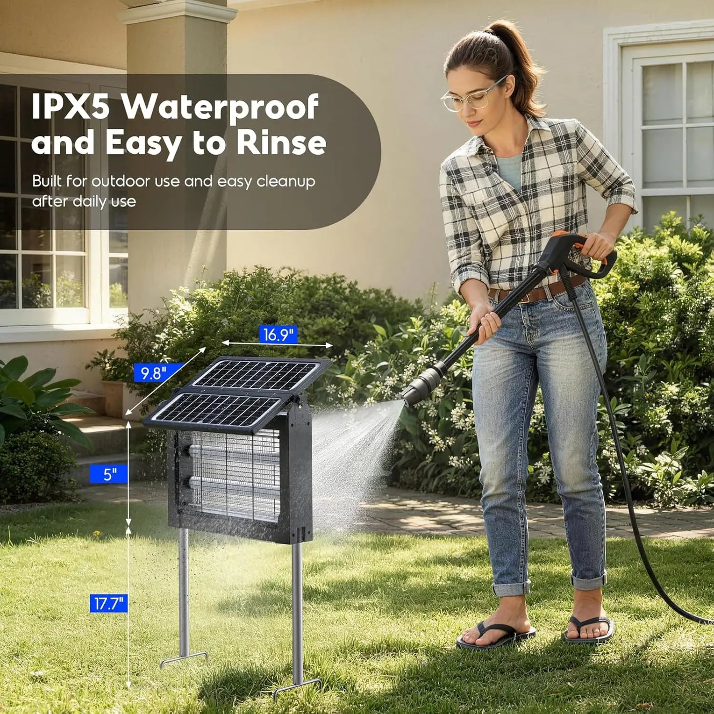 Solar Bug Zapper 4500V With Dual Panels And USB Charging