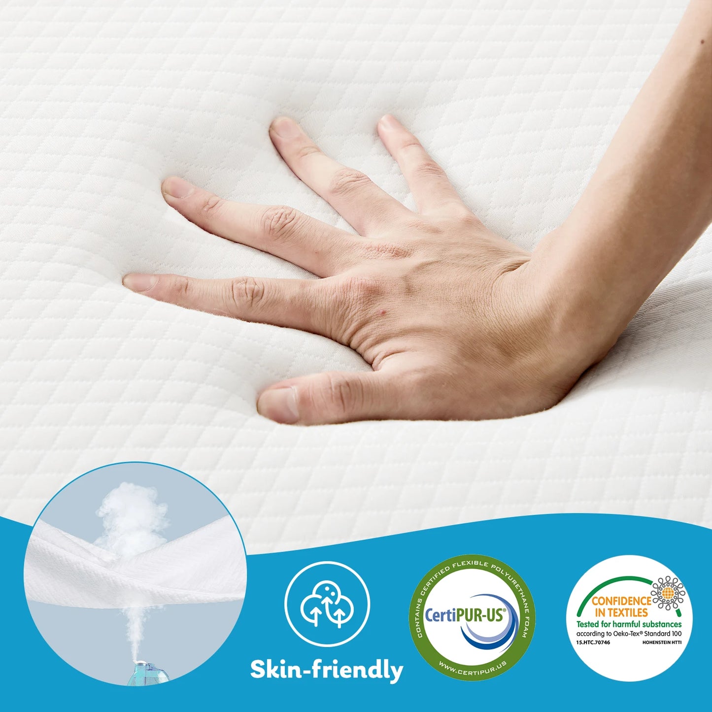 JHK Three Fold Portable Floor Bed CertiPURUS Certified For Travel